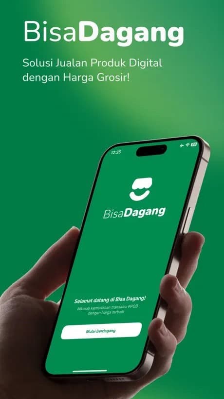 Tampilan aplikasi Bisadagang untuk transaksi produk digital
